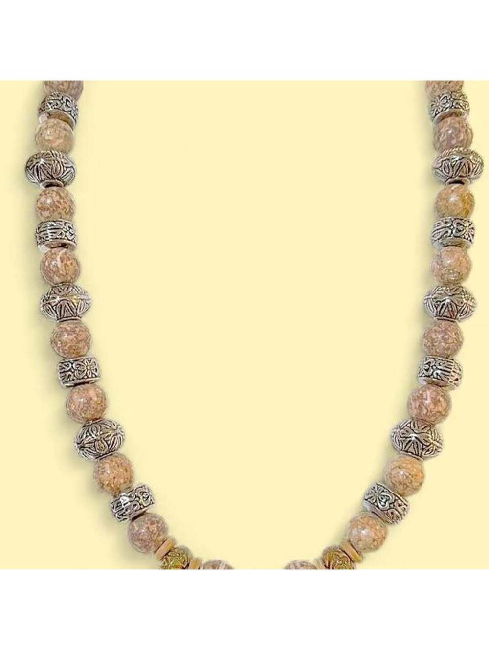 Beaded Stone Necklace with Silver Spacers
